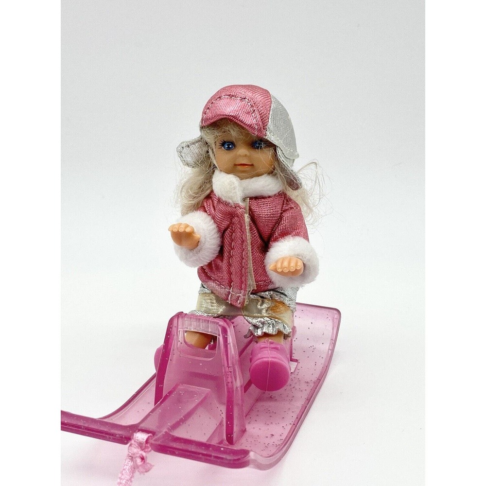 Simba Doll Blonde Hair Doll 4.5” With Pink Sleigh & Outfit Fashion
